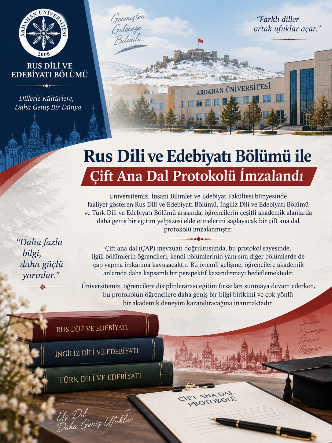 Rus Dili ve Edebiyatı Bölümü ile Çift Ana Dal Protokolü İmzalandı
