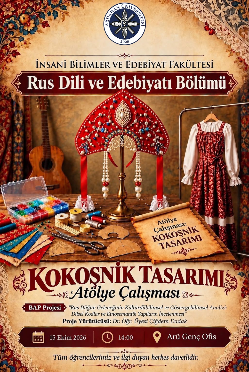 Rus Dili ve Edebiyatı Bölümünde “Kokoşnik Tasarımı” Atölye Çalışması Düzenlenecek